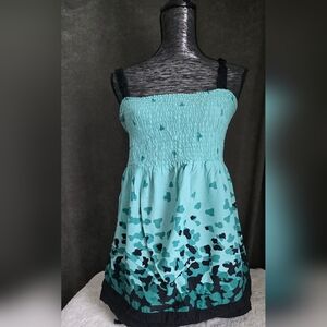 Teal and Black Sleeveless Top